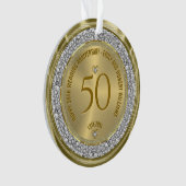 50周年記念結婚のダイヤモンドと金ゴールド オーナメント (正面)