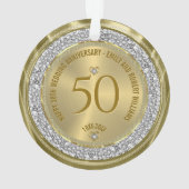50周年記念結婚のダイヤモンドと金ゴールド オーナメント (裏面)