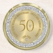 50周年記念結婚のダイヤモンドと金ゴールド コースター (正面)