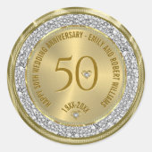 50周年記念結婚のダイヤモンドと金ゴールド ラウンドシール (正面)