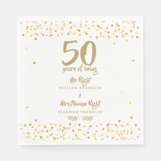 50周年記念結婚のミセス・ライト・おもしろい スタンダードランチョンナプキン (正面)