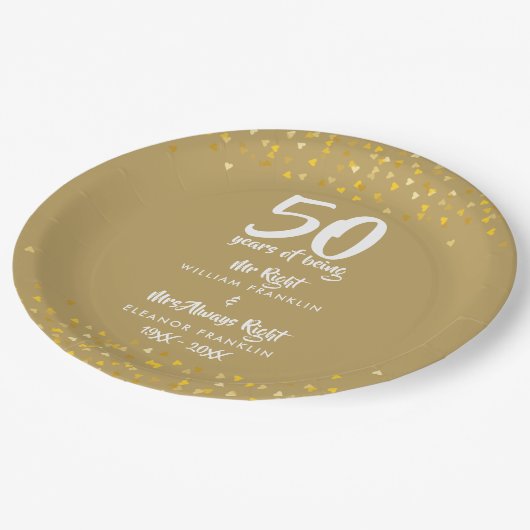 50周年記念結婚のミセス・ライト・おもしろい ペーパープレート (アングル)
