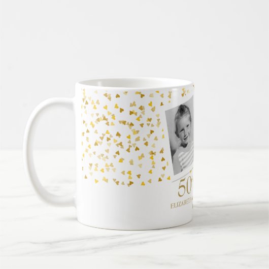 50周年記念結婚の子供時代の写真 コーヒーマグカップ (左)