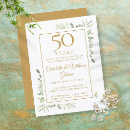50周年記念結婚の緑 インビテーションポストカード