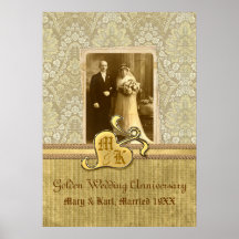 50周年記念結婚アンティークダマスク金ゴールド