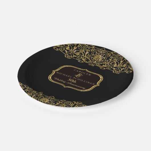 50周年記念結婚アールデコ新しいパーティー ペーパープレート (アングル)