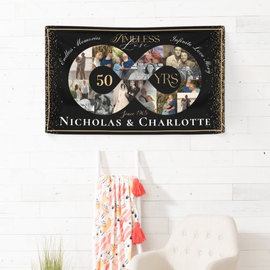 50周年記念結婚インフィニティ写真コラージュ 横断幕 (インサイチュ)