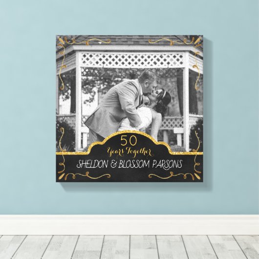 50周年記念結婚カップル写真記念 キャンバスプリント (インサイチュ (ウッドフロア))