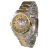 50周年記念結婚カップル写真金ゴールド 腕時計 (アングル)