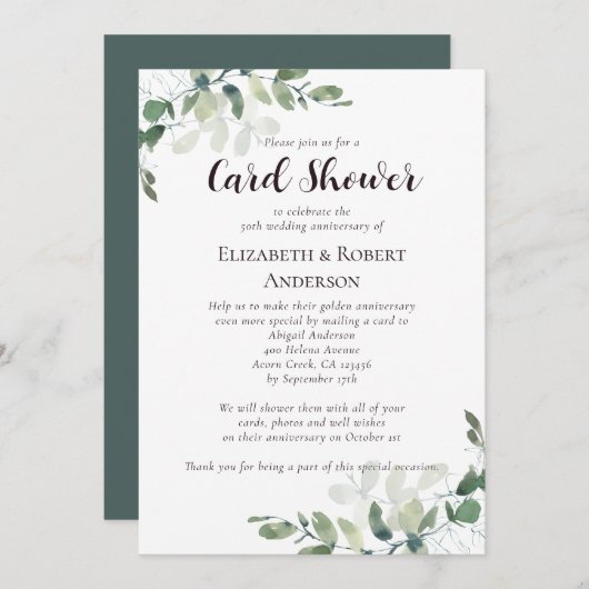 50周年記念結婚カードシャワー招待状 招待状 (正面/裏面)