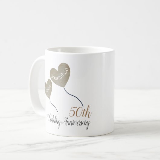 50周年記念結婚ギフトコーヒーマグ コーヒーマグカップ (正面左)