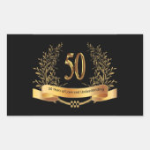 50周年記念結婚グリーティングカード 長方形シール (正面)