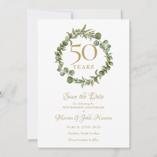 50周年記念結婚グリーンガーランド セーブザデート (正面)