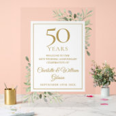 50周年記念結婚グリーンリーへようこそ アクリルサイン (ウェディング)