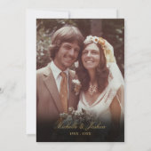 50周年記念結婚グリーンリー金ゴールド写真 招待状 (裏面)