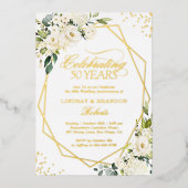 50周年記念結婚グリーンリー金ゴールド幾何学模様 箔招待状 (正面)