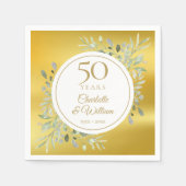 50周年記念結婚グリーンリー金箔 スタンダードカクテルナプキン (正面)