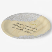 50周年記念結婚サテンフェイク+レース ペーパープレート (アングル)