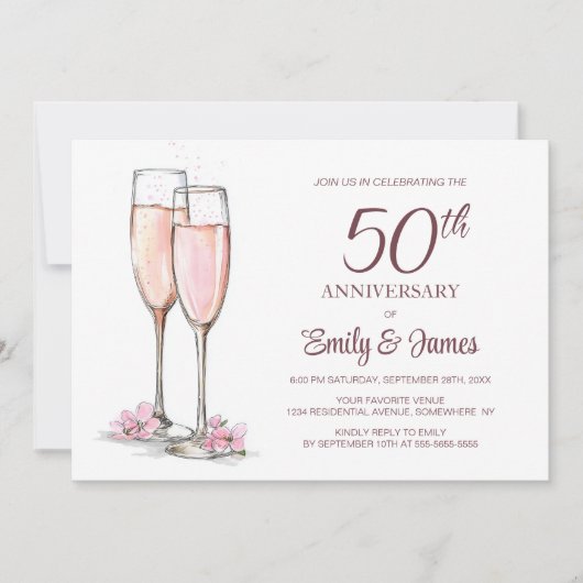 50周年記念結婚シャンパン 招待状 (正面)