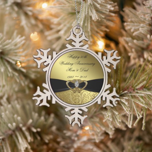 50周年記念結婚スノーフレークオーナメント スノーフレークピューターオーナメント (ツリー)
