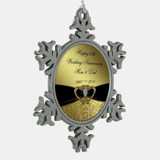 50周年記念結婚スノーフレークオーナメント スノーフレークピューターオーナメント (左)