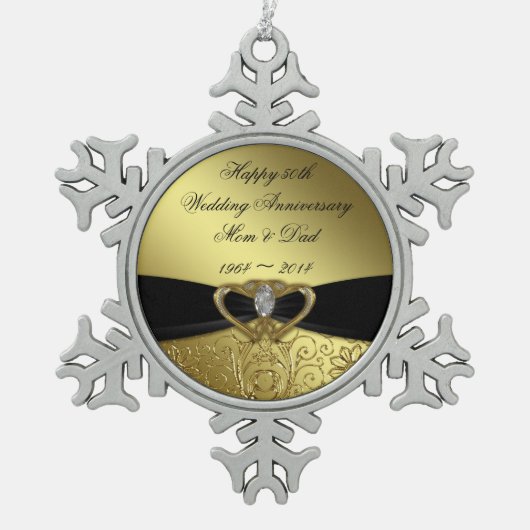 50周年記念結婚スノーフレークオーナメント スノーフレークピューターオーナメント (正面)