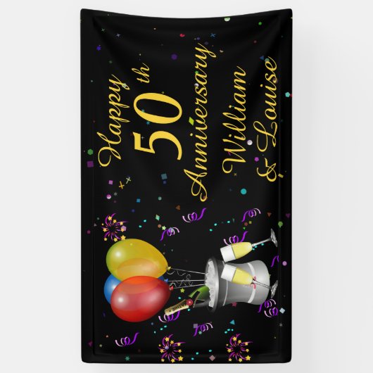 50周年記念結婚スパーキングワインお祝い 横断幕 (縦)
