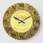 50周年記念結婚スパークル金ゴールドグラム ラージ壁時計 (正面)