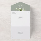 50周年記念結婚セージ緑フローラ オールインワン招待状 (外側)