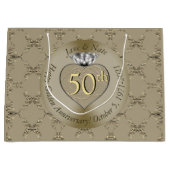 50周年記念結婚ダイヤモンドハート蝶 ラージペーパーバッグ (正面)