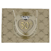 50周年記念結婚ダイヤモンドハート蝶 ラージペーパーバッグ (裏面)