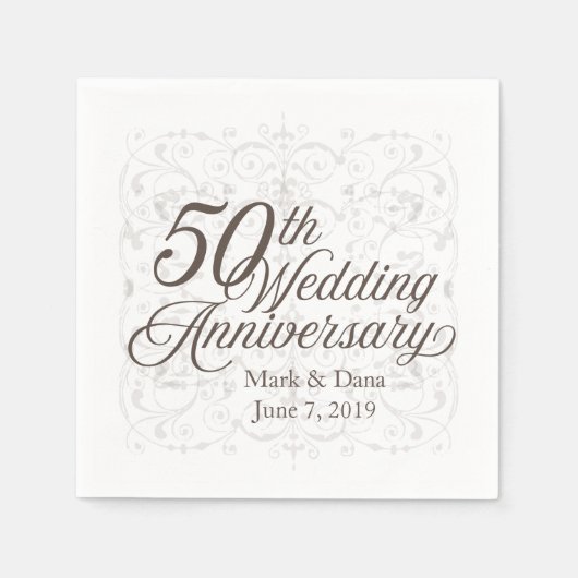 50周年記念結婚ナプキン スタンダードカクテルナプキン (正面)