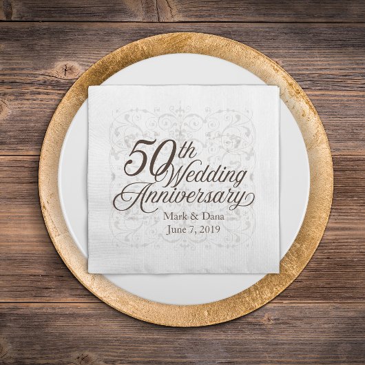 50周年記念結婚ナプキン スタンダードカクテルナプキン