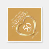 50周年記念結婚ハート名前をカスタムする スタンダードカクテルナプキン (正面)