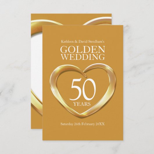 50周年記念結婚ハート返信カード 出欠カード (正面/裏面)