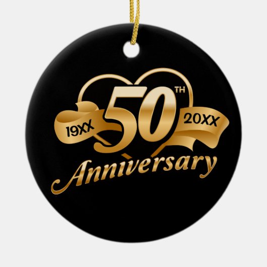 50周年記念結婚ハート セラミックオーナメント (正面)