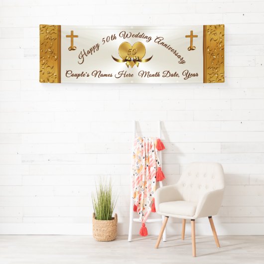 50周年記念結婚バナーパーソナライズされた 横断幕 (インサイチュ)