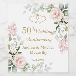 50周年記念結婚バラハート ワインラベル