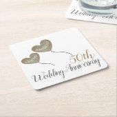 50周年記念結婚バルーン スクエアペーパーコースター (アングル)