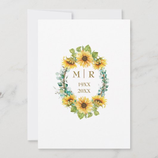 50周年記念結婚パーティーひまわりエレガント花 招待状 (裏面)