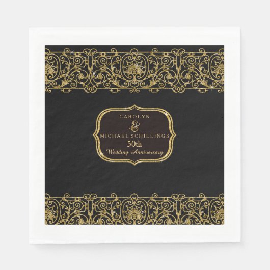 50周年記念結婚パーティーアールデコ新しい スタンダードランチョンナプキン (正面)