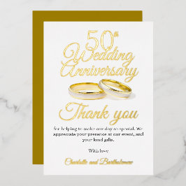 50周年記念結婚パーティーフォイルサンキューカード 箔招待状