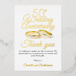 50周年記念結婚パーティーフォイルサンキューカード 箔招待状