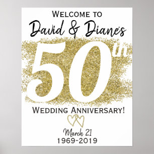 50周年記念結婚パーティー歓迎サイン ポスター