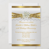 50周年記念結婚パーティー金ゴールドホワイトパール 招待状 (裏面)