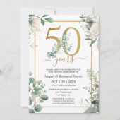 50周年記念結婚パーティー金ゴールド環境パーティー 招待状 (正面)