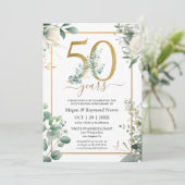 50周年記念結婚パーティー金ゴールド環境パーティー 招待状 (スタンド正面)