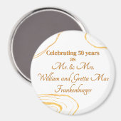 50周年記念結婚パーティー　ゴールド＆ホワイト マグネット (正面/裏面)