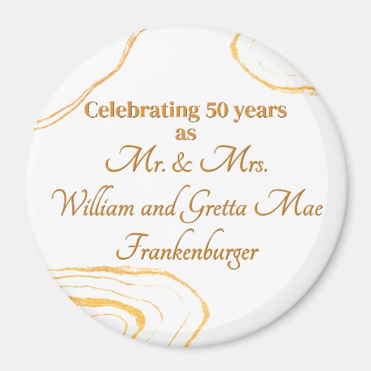 50周年記念結婚パーティー　ゴールド＆ホワイト マグネット (正面)