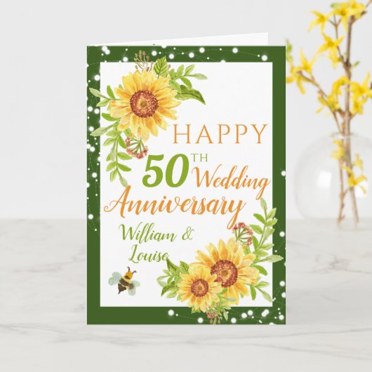 50周年記念結婚フローラひまわり カード (黄色い花)